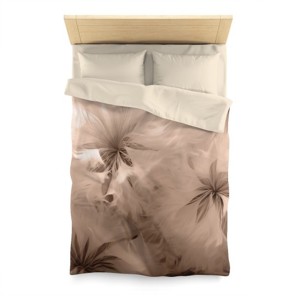 Soft Fantasy Feather Puffs in Peach Puree Tone - Microfiber Duvet Cover - Image 5