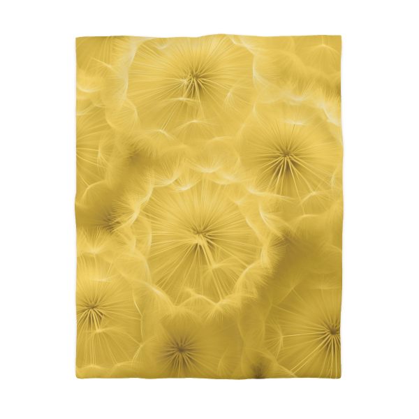 Dandelion Down Motif in Super Lemon Tone - Microfiber Duvet Cover - Image 4