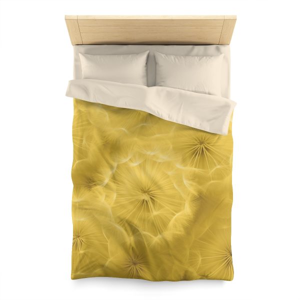 Dandelion Down Motif in Super Lemon Tone - Microfiber Duvet Cover - Image 5