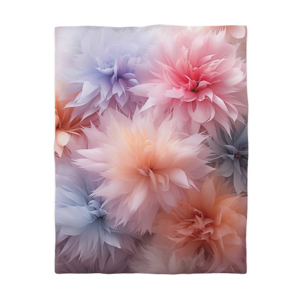 Pastel Palette Fantasy Feather Puffs - Microfiber Duvet Cover - Image 4