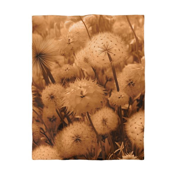 Dandelion Dream in Sunkissed Peach - Microfiber Duvet Cover - Image 4