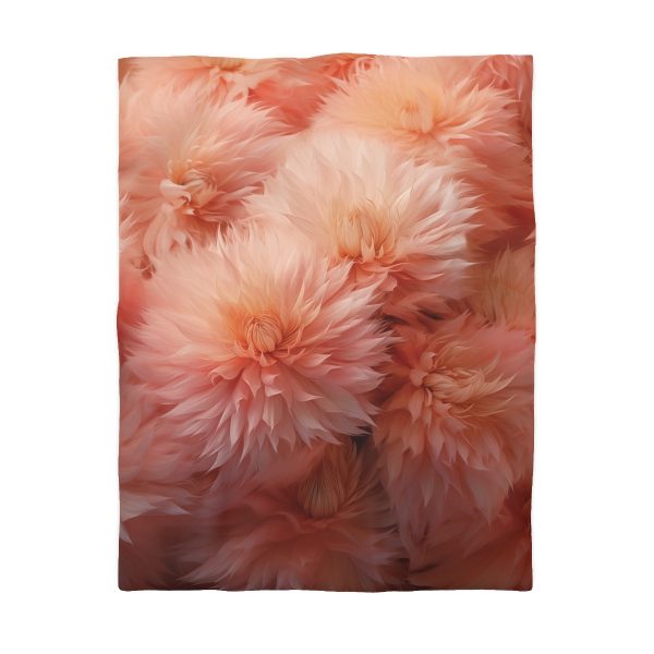 Lovely Fuzzy Buds in Peach 02 - Microfiber Duvet Cover - Image 4