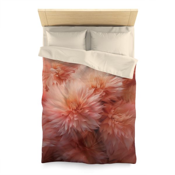 Lovely Fuzzy Buds in Peach 02 - Microfiber Duvet Cover - Image 5