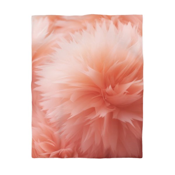 Lovely Fuzzy Buds in Peach 03 - Microfiber Duvet Cover - Image 4