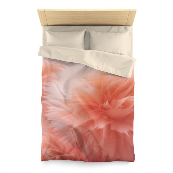 Lovely Fuzzy Buds in Peach 03 - Microfiber Duvet Cover - Image 5