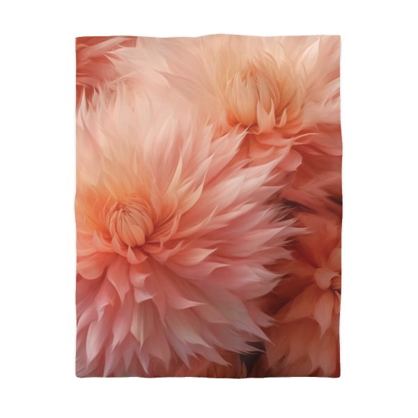 Lovely Fuzzy Buds in Peach 01 - Microfiber Duvet Cover - Image 4