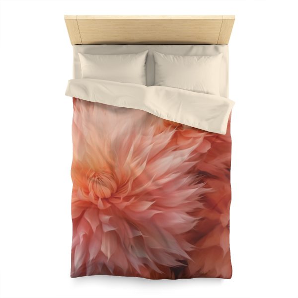 Lovely Fuzzy Buds in Peach 01 - Microfiber Duvet Cover - Image 5