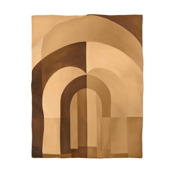 Soft Geometric Archways in Honey Yellow Tone - Microfiber Duvet Cover - Image 4