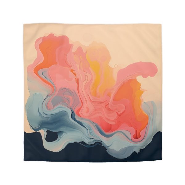 Aqueous Expression in Navy and Peachy Pastels 01 - Microfiber Duvet Cover - Image 16