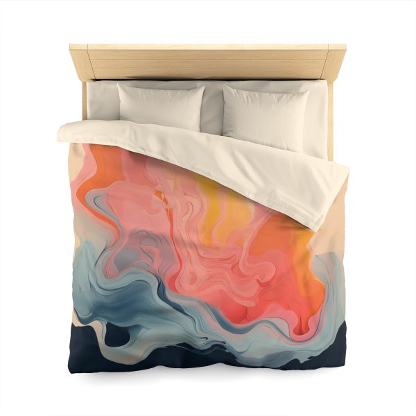 Aqueous Expression in Navy and Peachy Pastels 01 - Microfiber Duvet Cover - Image 17