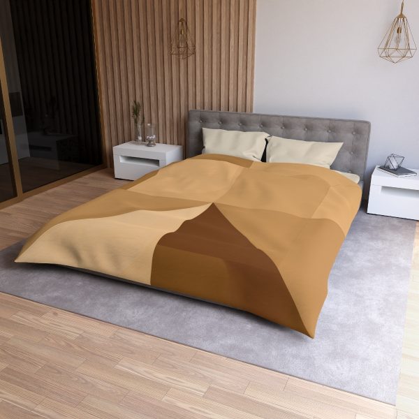 Soft Geometric Pyramid 01 in Honey Yellow Tone - Microfiber Duvet Cover - Image 18