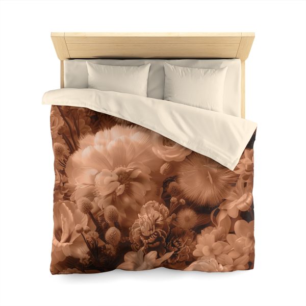 Lustrous Peach Fuzz Tone Baroque Floral 01 - Microfiber Duvet Cover - Image 17