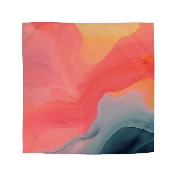 Aqueous Expression in Navy and Peachy Pastels 04 - Microfiber Duvet Cover - Image 16