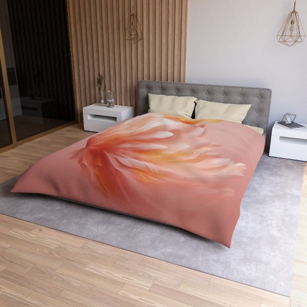 Lovely Fuzzy Feathers in Peach 02 - Microfiber Duvet Cover - Image 18