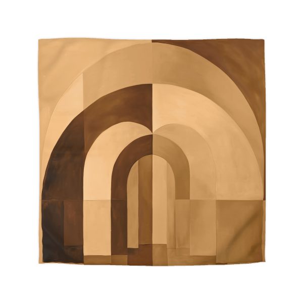 Soft Geometric Archways in Honey Yellow Tone - Microfiber Duvet Cover - Image 16