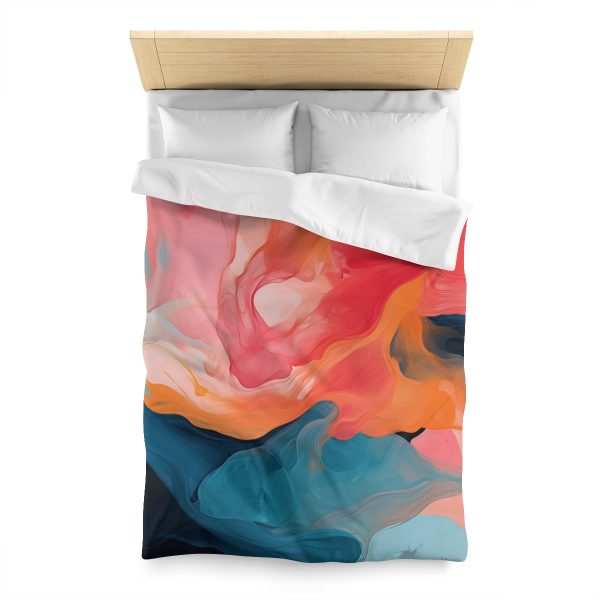 Aqueous Expression in Navy and Peachy Pastels 03 - Microfiber Duvet Cover - Image 8