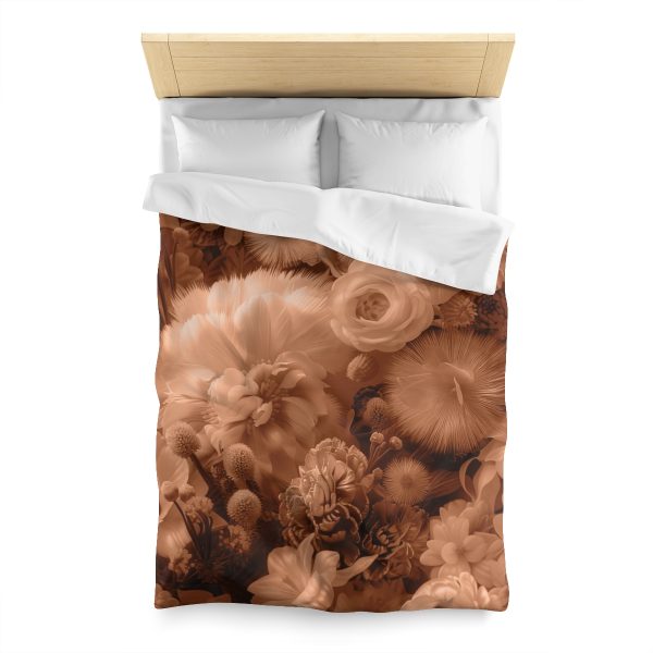 Lustrous Peach Fuzz Tone Baroque Floral 01 - Microfiber Duvet Cover - Image 8