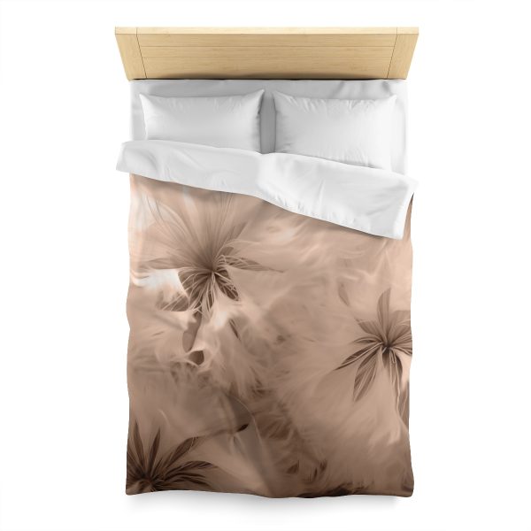 Soft Fantasy Feather Puffs in Peach Puree Tone - Microfiber Duvet Cover - Image 8