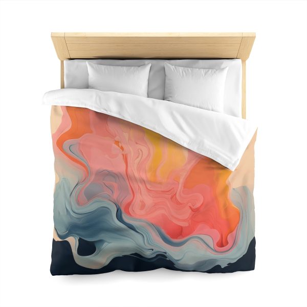 Aqueous Expression in Navy and Peachy Pastels 01 - Microfiber Duvet Cover - Image 20