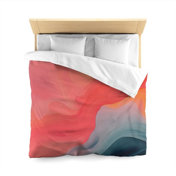 Aqueous Expression in Navy and Peachy Pastels 04 - Microfiber Duvet Cover - Image 20