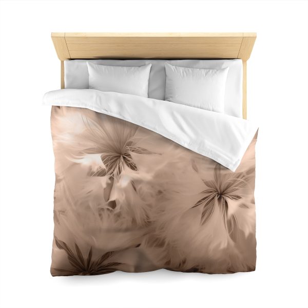 Soft Fantasy Feather Puffs in Peach Puree Tone - Microfiber Duvet Cover - Image 2