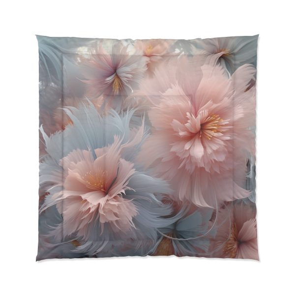 Powder Pink and Baby Blue Feathery Floral - Comforter