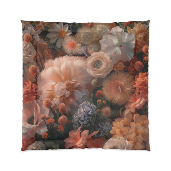 Lustrous Peach Baroque Floral 01 - Comforter