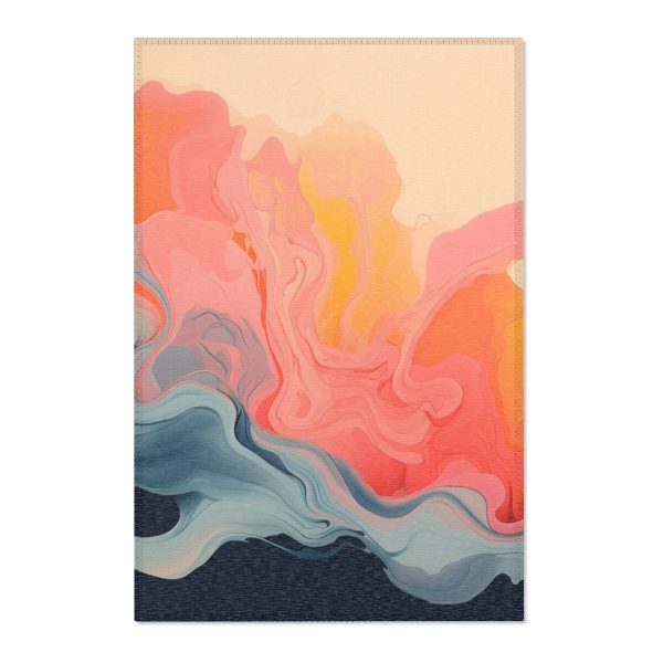 Aqueous Expression in Navy and Peachy Pastels 01 - Area Rugs - Image 4