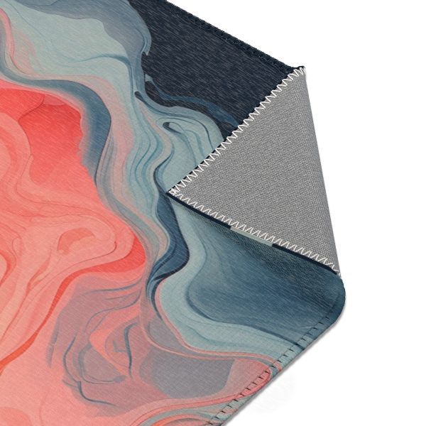 Aqueous Expression in Navy and Peachy Pastels 01 - Area Rugs - Image 5