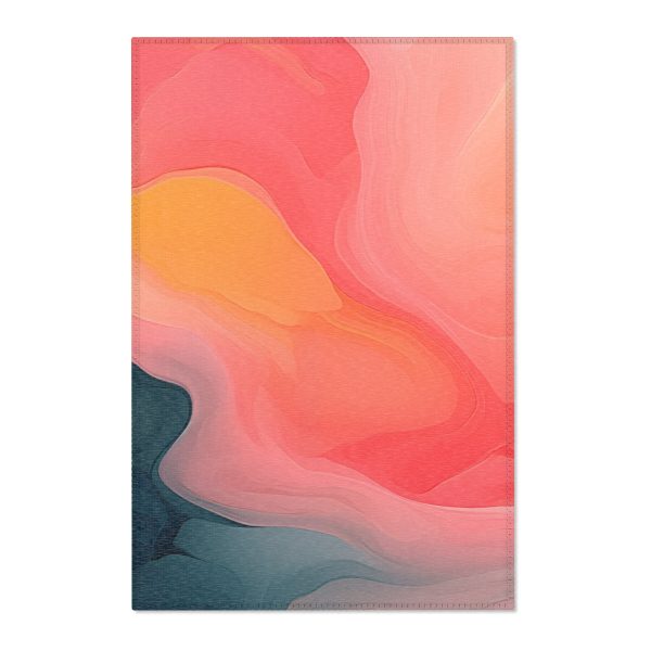 Aqueous Expression in Navy and Peachy Pastels 02 - Area Rugs - Image 4