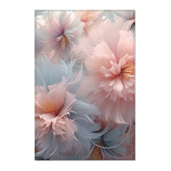 Powder Pink and Baby Blue Feathery Floral - Area Rugs - Image 4