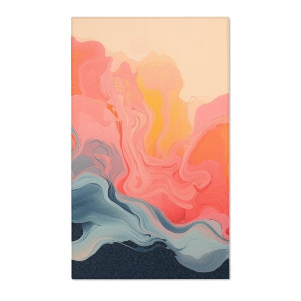 Aqueous Expression in Navy and Peachy Pastels 01 - Area Rugs - Image 7