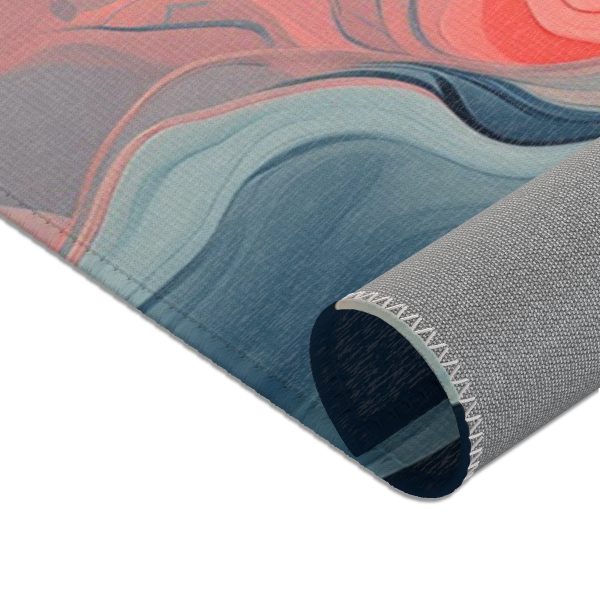 Aqueous Expression in Navy and Peachy Pastels 01 - Area Rugs - Image 9