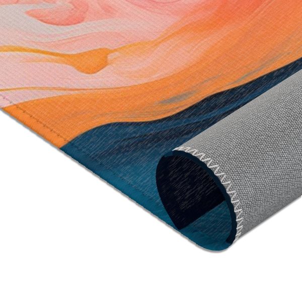 Aqueous Expression in Navy and Peachy Pastels 03 - Area Rugs - Image 9