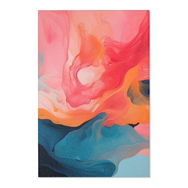 Aqueous Expression in Navy and Peachy Pastels 03 - Area Rugs - Image 10