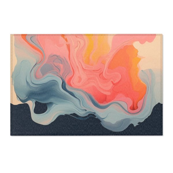 Aqueous Expression in Navy and Peachy Pastels 01 - Area Rugs - Image 10