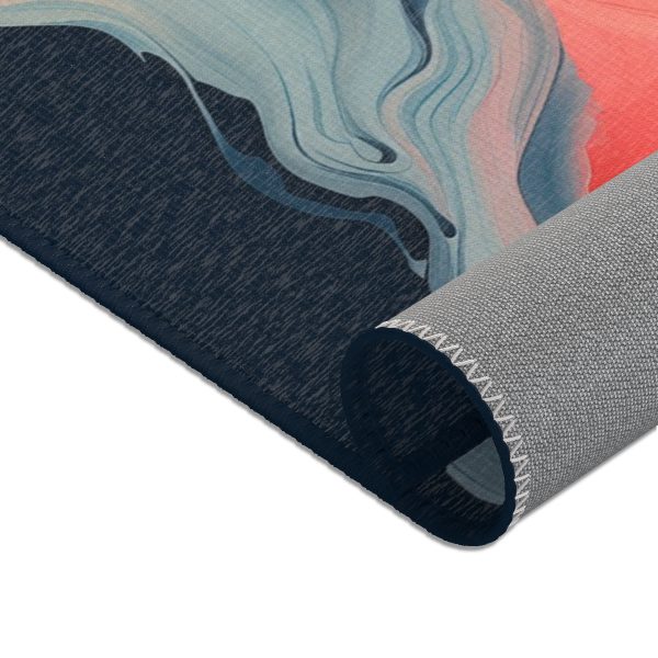 Aqueous Expression in Navy and Peachy Pastels 01 - Area Rugs - Image 12