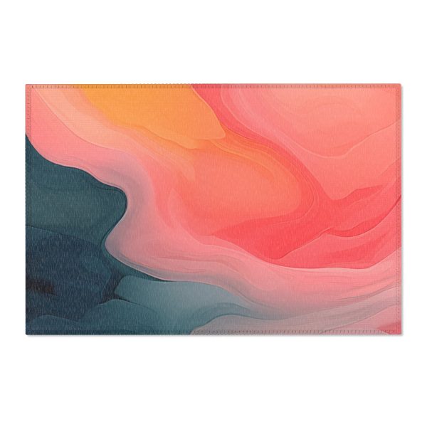 Aqueous Expression in Navy and Peachy Pastels 02 - Area Rugs - Image 13