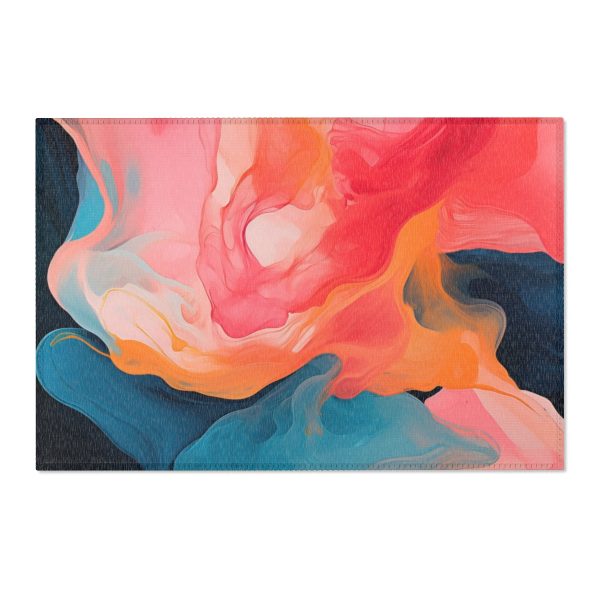 Aqueous Expression in Navy and Peachy Pastels 03 - Area Rugs - Image 13