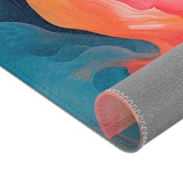 Aqueous Expression in Navy and Peachy Pastels 03 - Area Rugs - Image 15