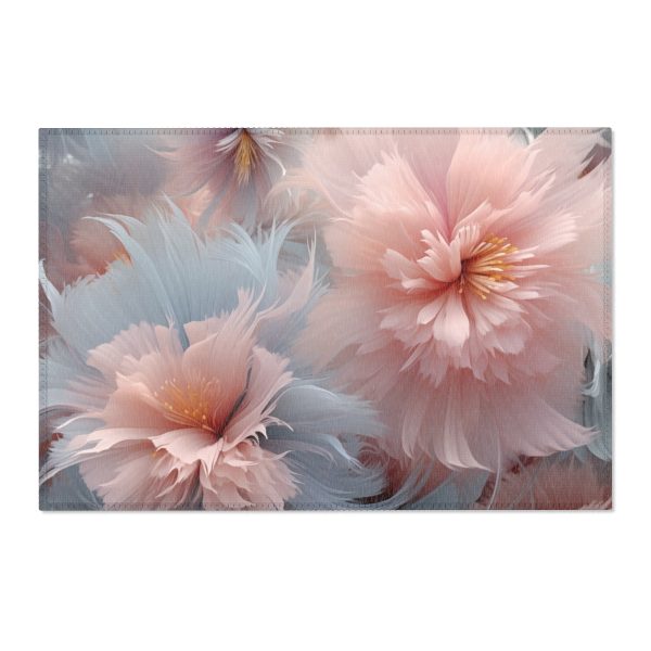 Powder Pink and Baby Blue Feathery Floral - Area Rugs - Image 13