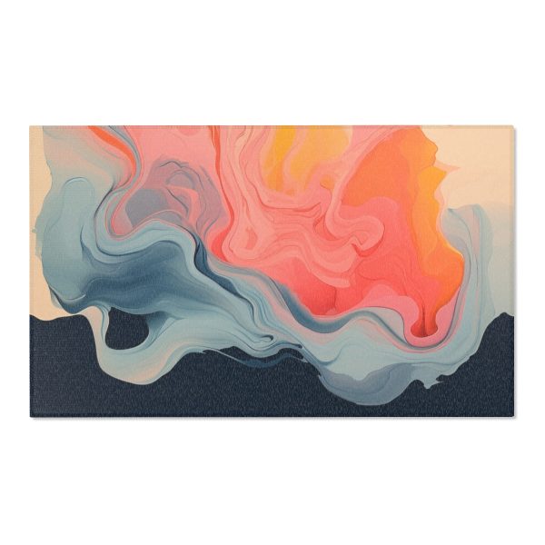 Aqueous Expression in Navy and Peachy Pastels 01 - Area Rugs - Image 13