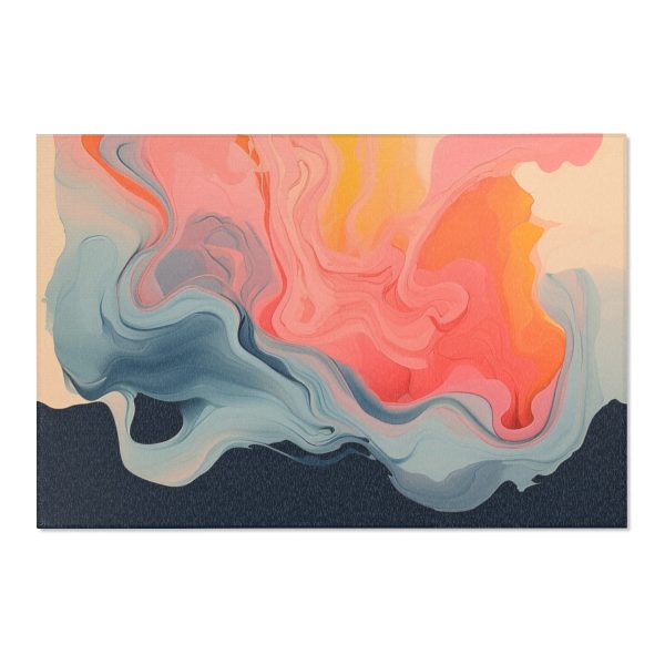 Aqueous Expression in Navy and Peachy Pastels 01 - Area Rugs - Image 16