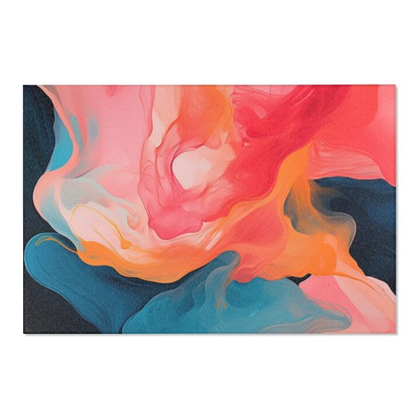 Aqueous Expression in Navy and Peachy Pastels 03 - Area Rugs