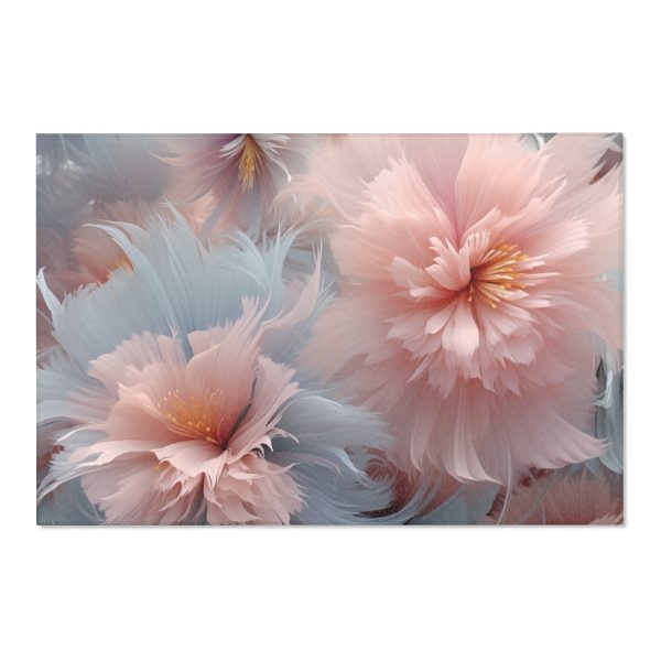 Powder Pink and Baby Blue Feathery Floral - Area Rugs