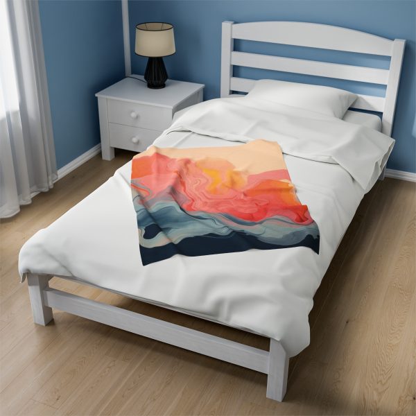 Aqueous Expression in Navy and Peachy Pastels 01 - Velveteen Plush Blanket - Image 11