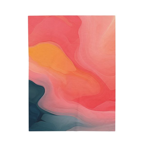 Aqueous Expression in Navy and Peachy Pastels 02 - Velveteen Plush Blanket - Image 9