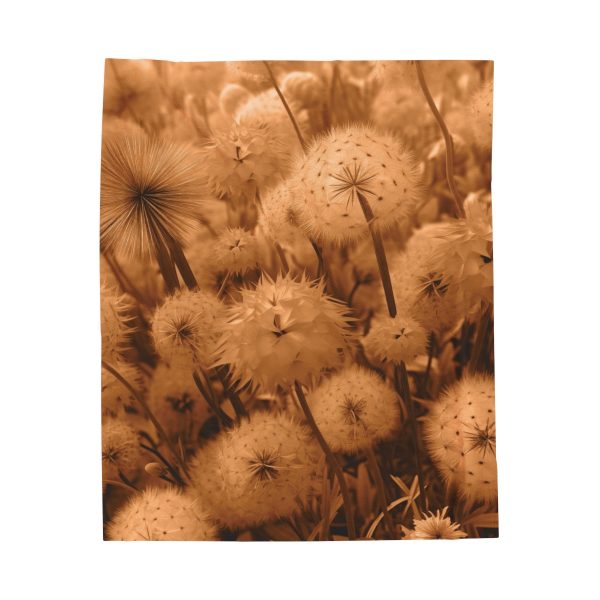 Dandelion Dream in Sunkissed Peach - Velveteen Plush Blanket - Image 17