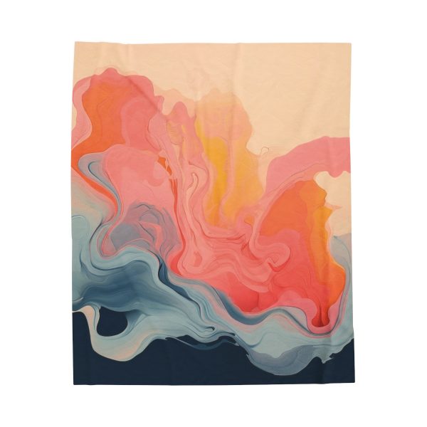 Aqueous Expression in Navy and Peachy Pastels 01 - Velveteen Plush Blanket - Image 17