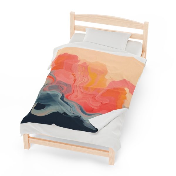 Aqueous Expression in Navy and Peachy Pastels 01 - Velveteen Plush Blanket - Image 21